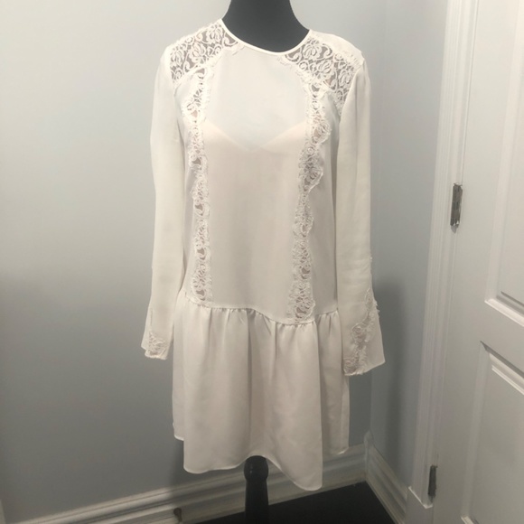 BCBG Maxazria Feminine Lace Detail Cottagecore/ BOHO Lined White Dress - Picture 2 of 6